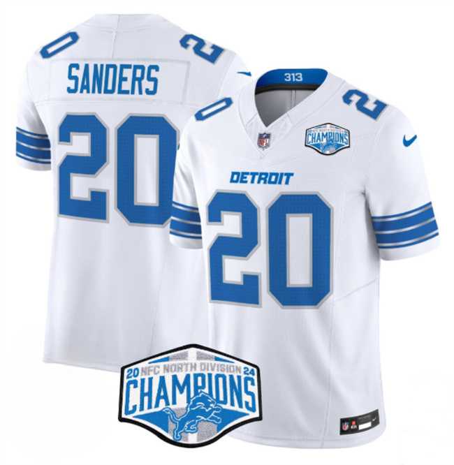 Men%27s Detroit Lions #20 Barry Sanders White 2024 NFC North Champions F.U.S.E. Vapor Limited Stitched Jersey->detroit lions->NFL Jersey